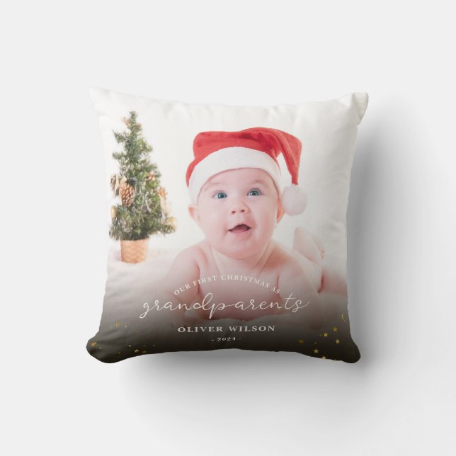 First Christmas as Grandparents Christmas family  Throw Pillow (Front)