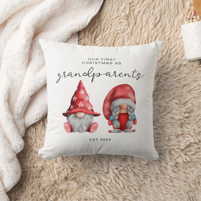 First Christmas as Grandparents Christmas family  Throw Pillow (Blanket)