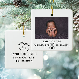First Christmas As Grandparents Custom Photo Ceramic Ornament