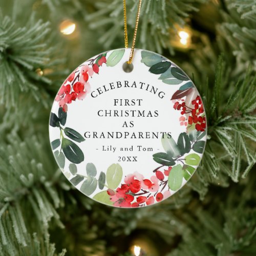 First Christmas as Grandparents Custom Photo Ceramic Ornament