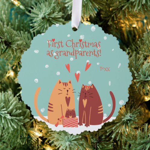 First Christmas as Grandparents Cute Cats  Ornament Card