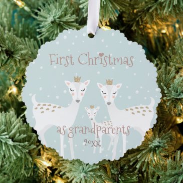 First Christmas as Grandparents - Cute Deer Blue