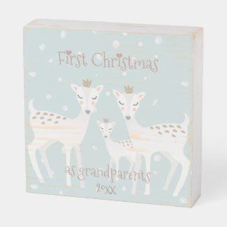 First Christmas as Grandparents - Cute Deer Blue