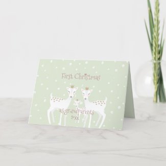 First Christmas as Grandparents - Cute Deer Green