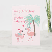 First Christmas as Grandparents - Cute Flamingo