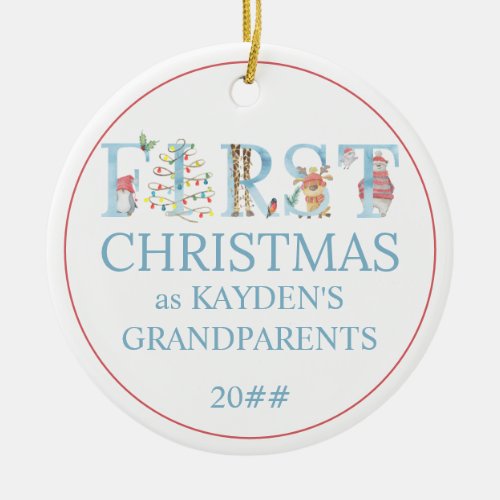 First Christmas as Grandparents Cute Photo Ceramic Ornament