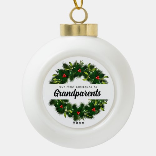 First Christmas As Grandparents Elegant Keepsake Ceramic Ball Christmas Ornament