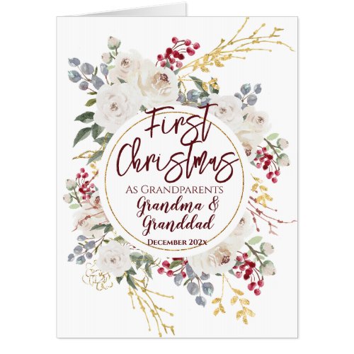 First Christmas As Grandparents Floral Oversized Card
