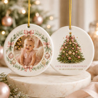 First Christmas as Grandparents Girl Bow Photo