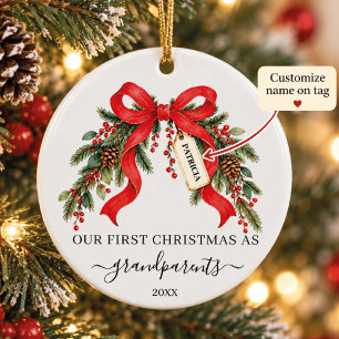 First Christmas as Grandparents Grandchild Name Ceramic Ornament