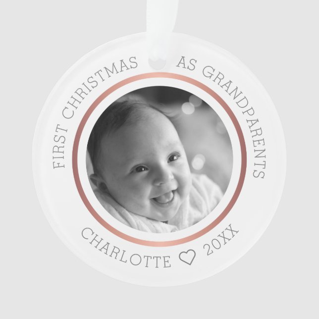 First Christmas As Grandparents Modern Photo Ornament (Front)