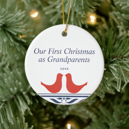 First Christmas as Grandparents Personalized Doves Ceramic Ornament