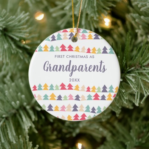 First Christmas As Grandparents Personalized Trees Ceramic Ornament