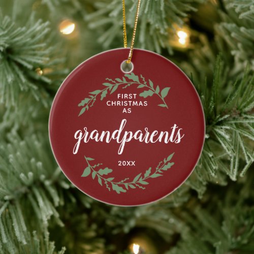 First Christmas As Grandparents Personalized Xmas Ceramic Ornament