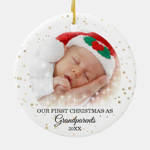 First Christmas As Grandparents Photo Ceramic Ornament