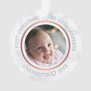First Christmas As Grandparents Photo Marble Ornament