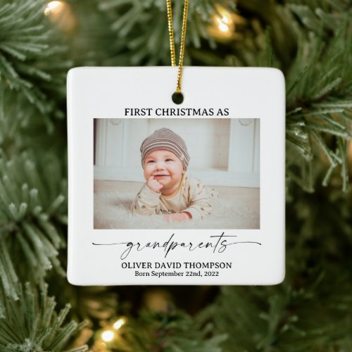 First Christmas as Grandparents Photo Ornament