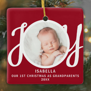 First Christmas As Grandparents Photo Red Keepsake Ceramic Ornament