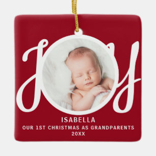 First Christmas As Grandparents Photo Red Keepsake Ceramic Ornament