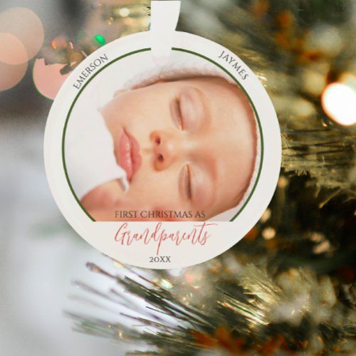 First Christmas As Grandparents Photo Script Ornament