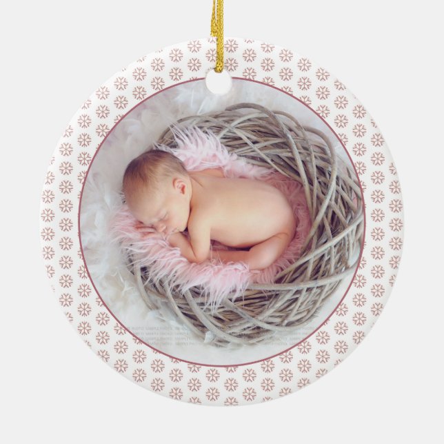First Christmas as grandparents rose gold photo Ceramic Ornament (Back)