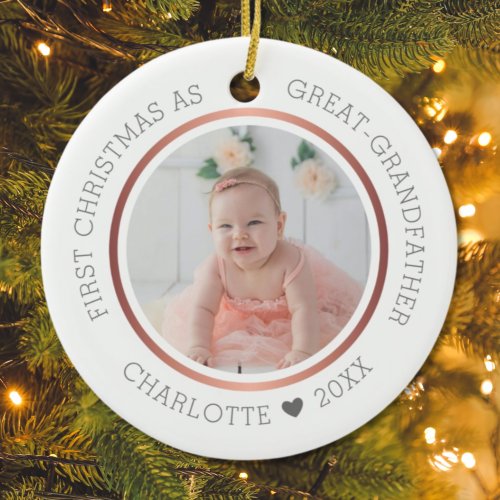 First Christmas As Great Grandfather Modern Photo Ceramic Ornament