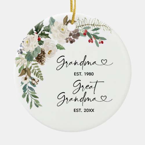 First Christmas as Great Grandmother Gift Ceramic Ceramic Ornament