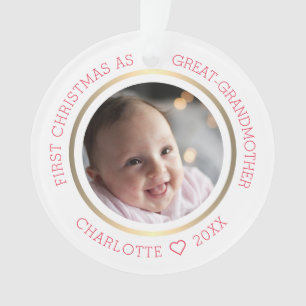 First Christmas As Great Grandmother Photo Red Ornament