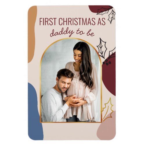First Christmas as  Holly Shapes Arched Photo Magnet
