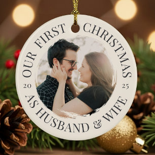 First Christmas as Husband & Wife Ceramic Ornament