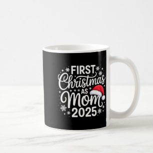 First Christmas As Mom 2025 Snowflake Xmas Family Coffee Mug