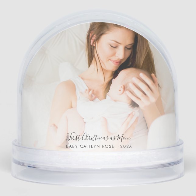 First Christmas as Mom and Dad Baby Photos Custom Snow Globe (Front)