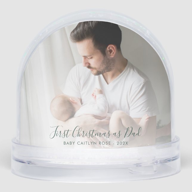 First Christmas as Mom and Dad Baby Photos Holiday Snow Globe (Back)