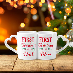 First Christmas as Mom and dad custom red white Coffee Mug Set