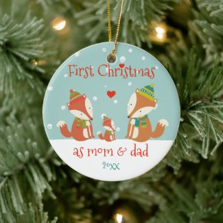 First Christmas as Mom & Dad - Cute Woodland Foxes