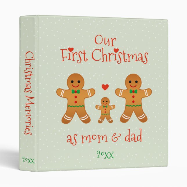 First Christmas as Mom & Dad - Gingerbread Men 3 Ring Binder (Front/Spine)