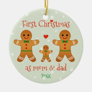 First Christmas as Mom & Dad - Gingerbread Men Ceramic Ornament