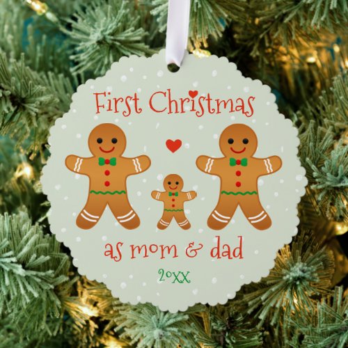 First Christmas as Mom  Dad _ Gingerbread Men Ornament Card