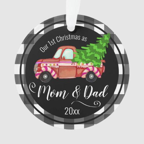 First Christmas as Mom  Dad Red Truck Ornament