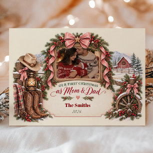 First Christmas as Mom & Dad Western Photo Holiday Card