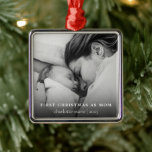First Christmas As Mom Elegant Photo Metal Ornament<br><div class="desc">A personalized photo Christmas ornament will be the perfect way to capture her first christmas as a new mom.  This ornament can be customized with a photo and any text of your choice.</div>
