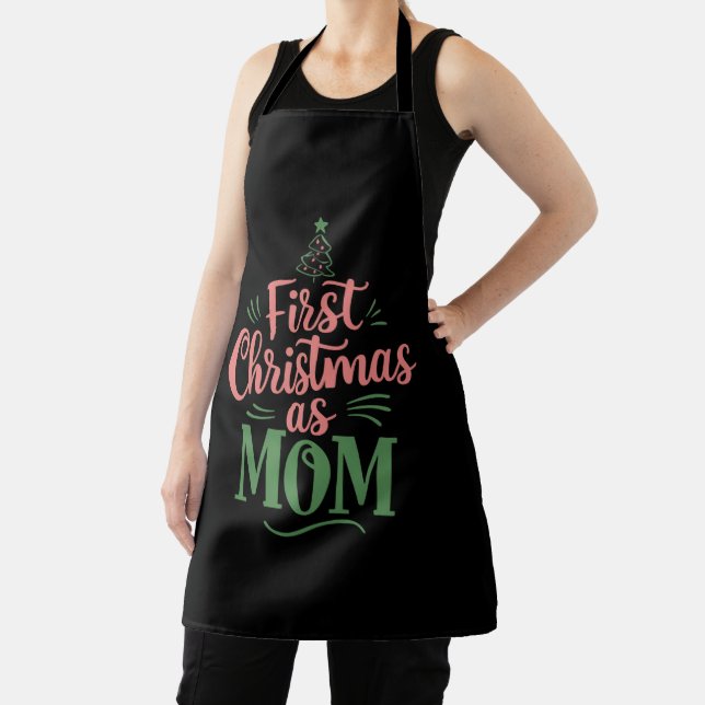 First Christmas As Mom Matching Christmas  Apron (Insitu)