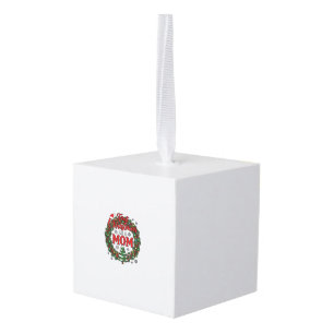 First Christmas As Mom Pine Wreath Tree Cube Ornament