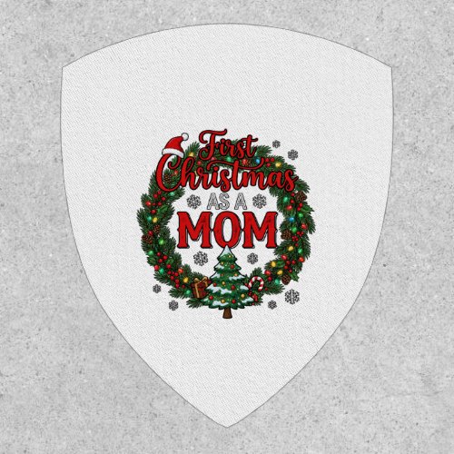 First Christmas As Mom Pine Wreath Tree Patch