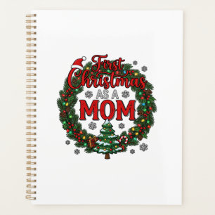 First Christmas As Mom Pine Wreath Tree Planner