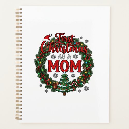 First Christmas As Mom Pine Wreath Tree Planner