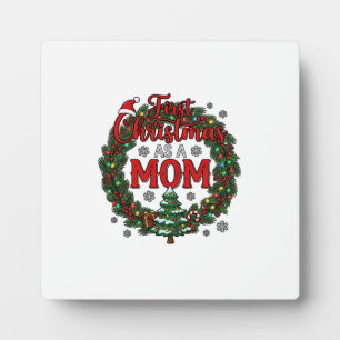 First Christmas As Mom Pine Wreath Tree Plaque