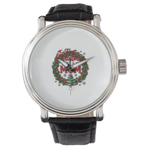 First Christmas As Mom Pine Wreath Tree Watch