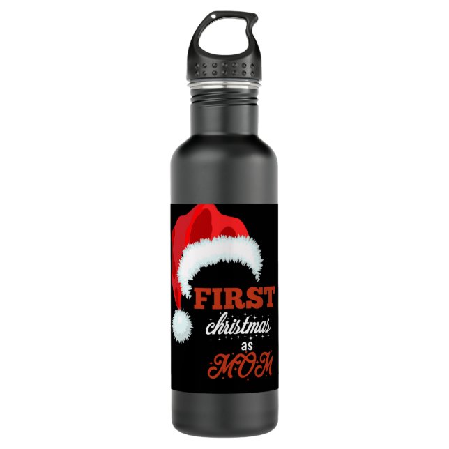 First Christmas As Mom  Stainless Steel Water Bottle (Front)