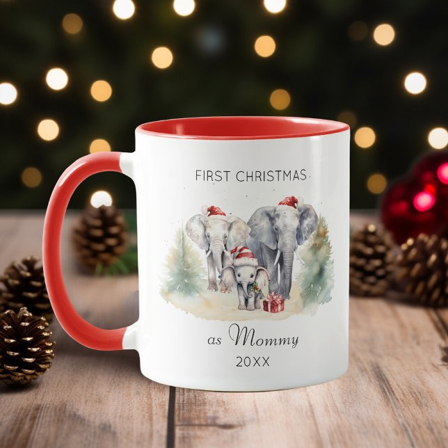 First Christmas as Mom Watercolor Baby Elephant Mug (Creator Uploaded)